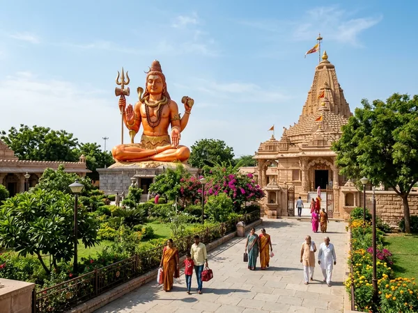 Nageshwar Jyotirlinga Temple with giant Shiva statue near Dwarka