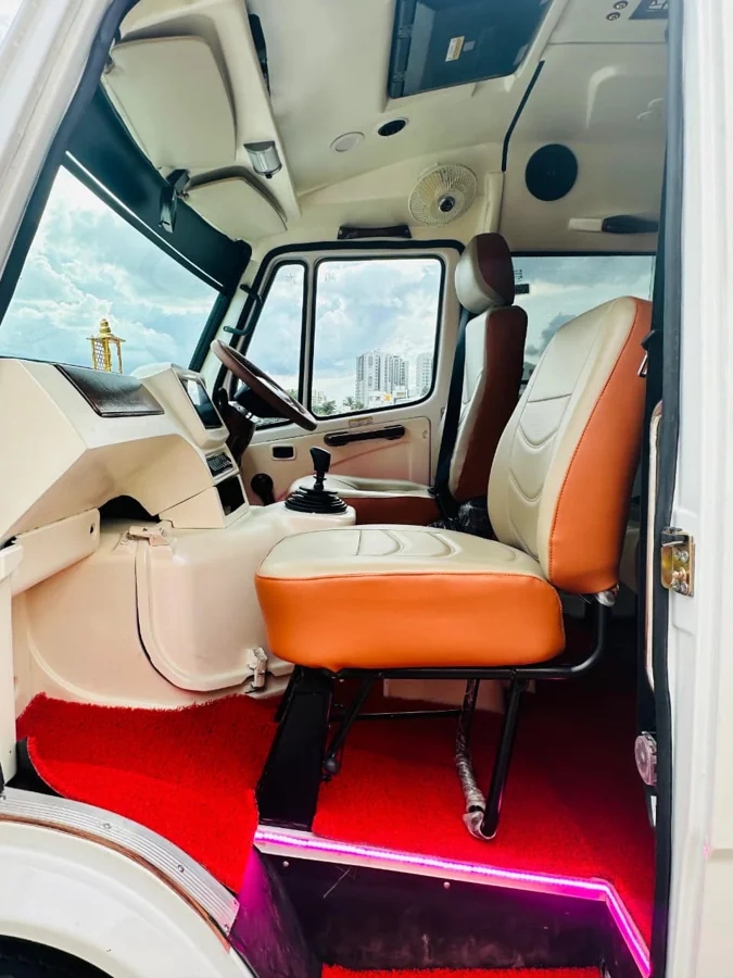 16 seater luxury Force Urbania on rent in Bangalore — seating configuration