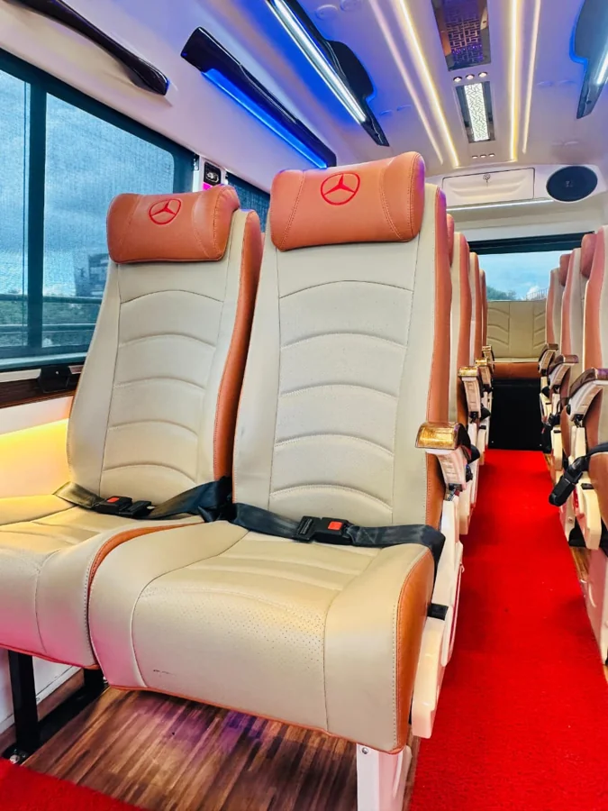 16 seater luxury Force Urbania hire Bangalore — LED TV and AC vents